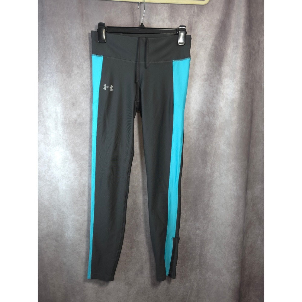 Under Armour Women Gray Teal Compression Heatgear Leggings‎ Pants MD